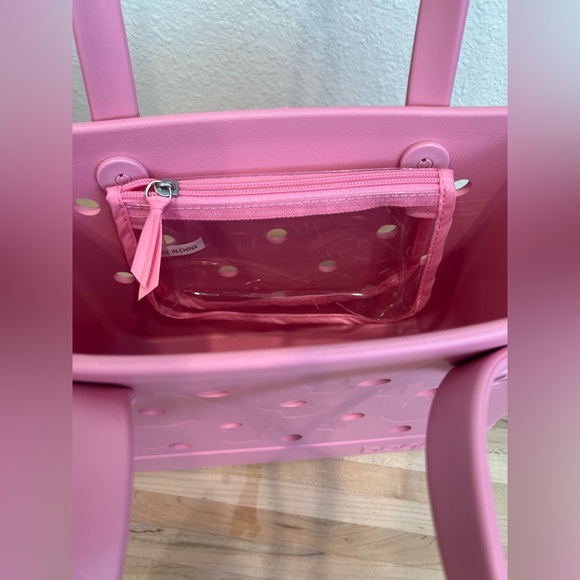New Bitty Bogg Bag I Peep You Bubblegum Pink Bunny Rabbit Easter Beach Tote - Picture 9 of 11